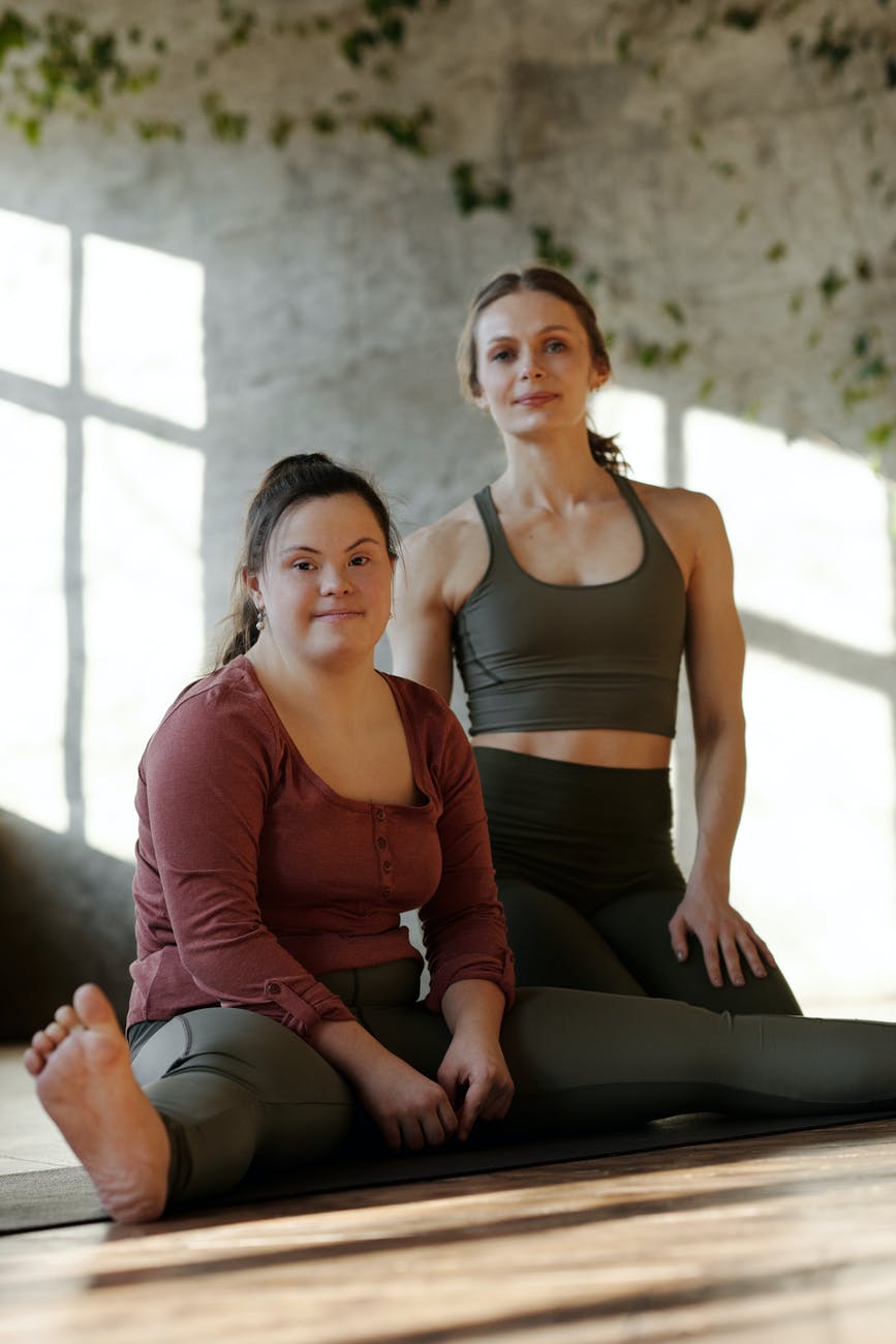 women in yoga class