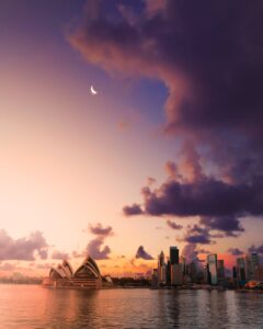 city skyline on a daybreak