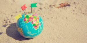 globe on sand